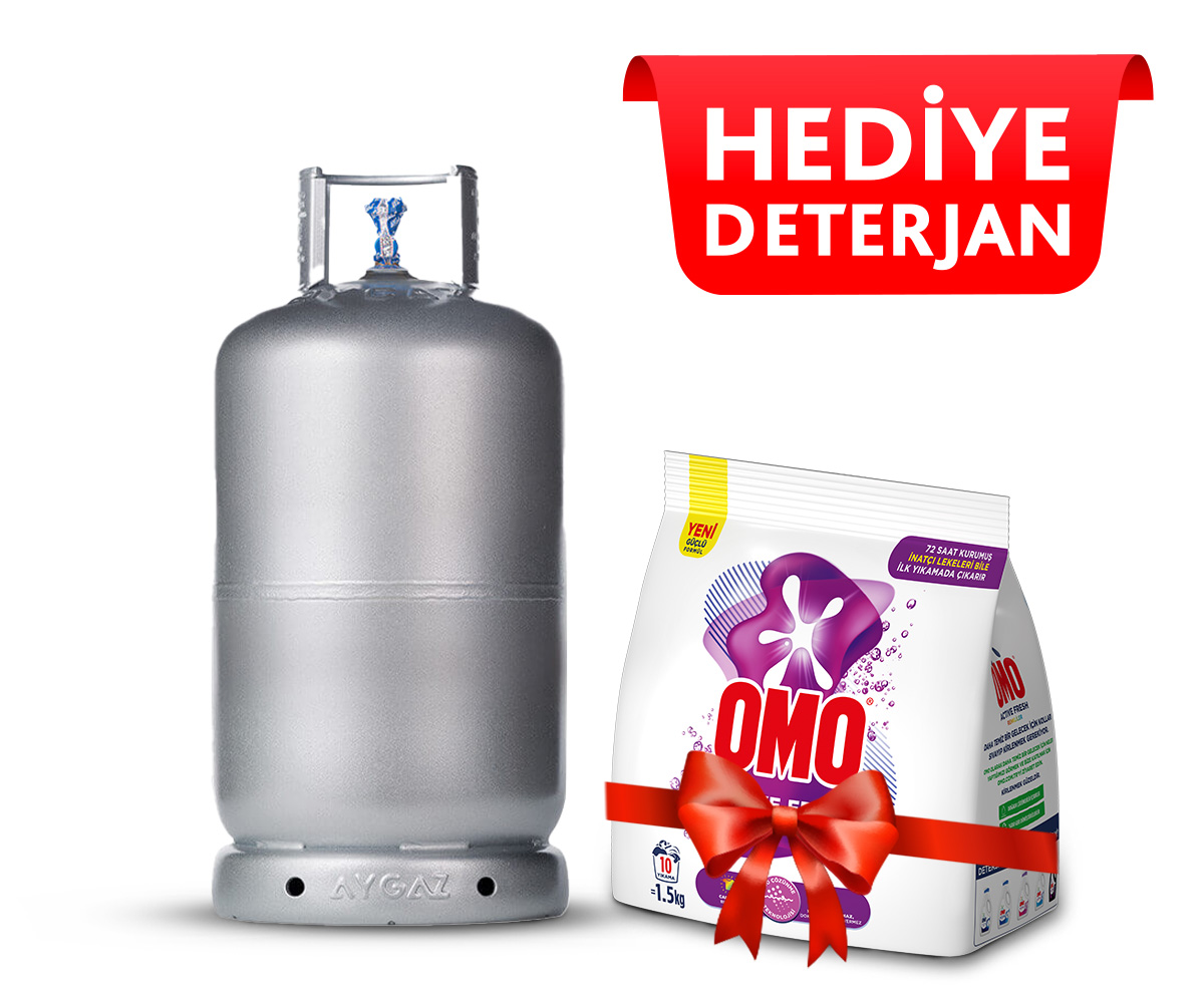 Aygaz 12 Kg. Mini Valfli Uzun Ev Tüpü arti Hediye Deterjan